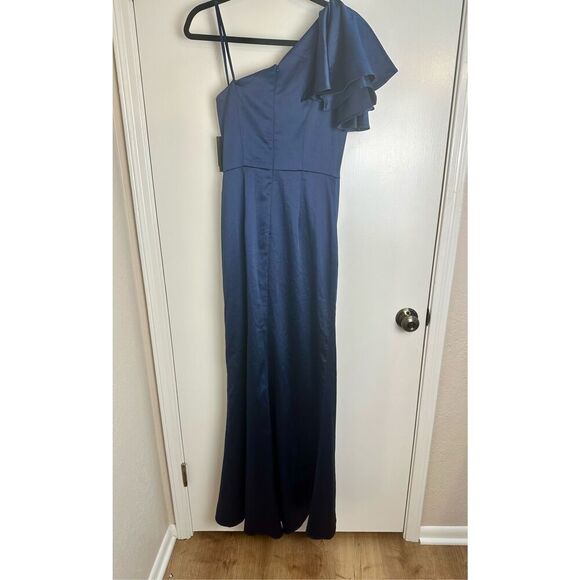 Mac Duggal NWT size 4 navy gown FLUTTER SLEEVE style 26521 - Picture 10 of 16